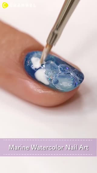 Marine Watercolor Nail art