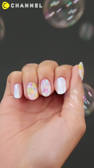 簡単♪エアブラシでシャボン玉ネイル♡