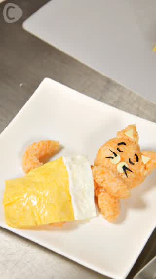 Sleeping cat in an omelette futon