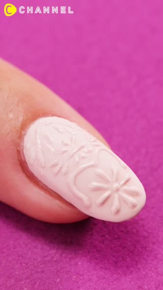 Matte Baby Pink Subtle Embroidered Nails