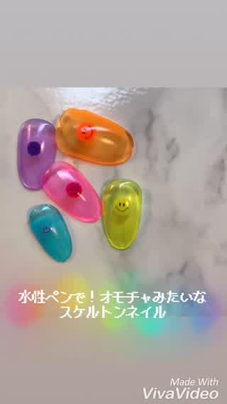 水性ペンで！オモチャみたいなスケルトンネイル･:*+.
