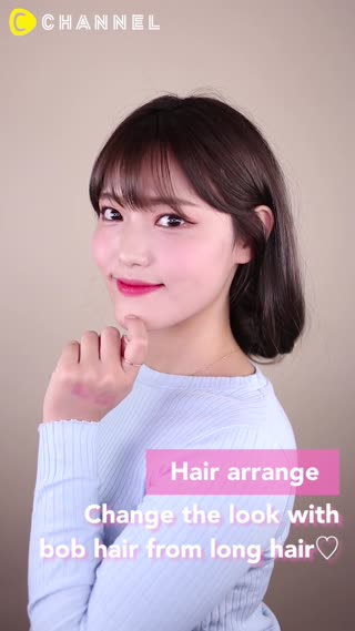 bob hair from long hair♡
