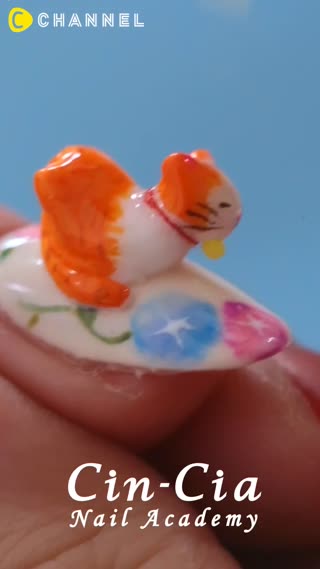 立体的で可愛い♡茶トラ猫ネイル