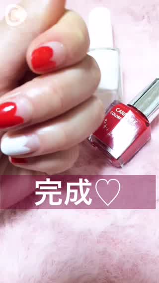 不器用でもセルフで簡単にできる！バレンタインハートフレンチネイル♡