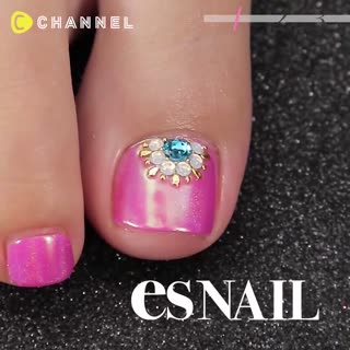 Foot Jewel Nail with Aurora Powder