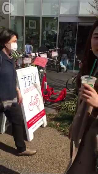 在代官山的電動自行車專賣店進行試騎！！