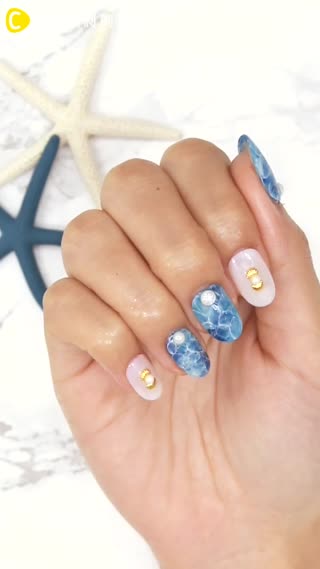 マリン風♡水彩セルフネイル