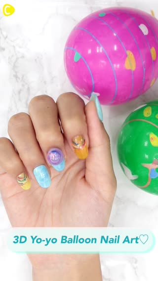 3D Yo-yo Balloon Nail Art♡