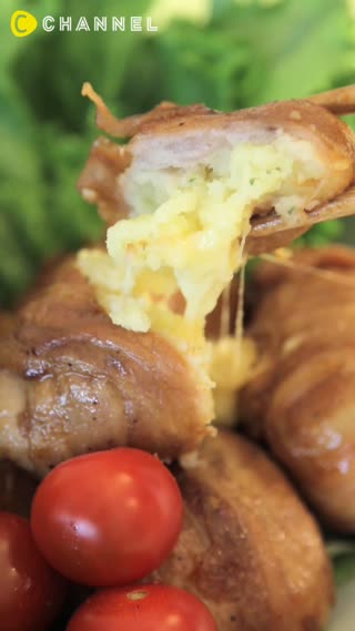 とろーりチーズとマッシュポテトに甘辛ダレがたまらない♡ マッシュポテトの豚肉巻き