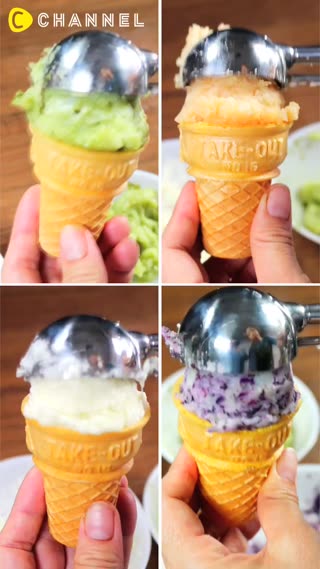 四色牛奶薯泥甜筒