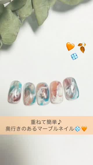 意外と簡単！奥行きマーブルネイル＊*