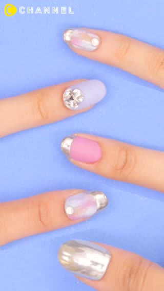 使用金屬粉快速變化成金屬感指彩！金屬感閃亮指尖指彩♡