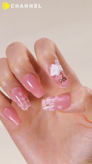 It’s Frap Time ♡ Sakura Frappuccino Nail