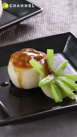 レンジでかぶの肉詰めあんかけ