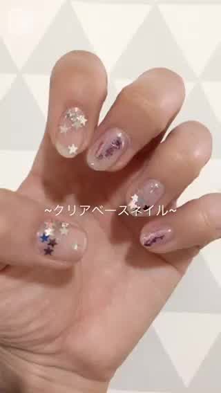 ((人気のクリアベースネイル))
