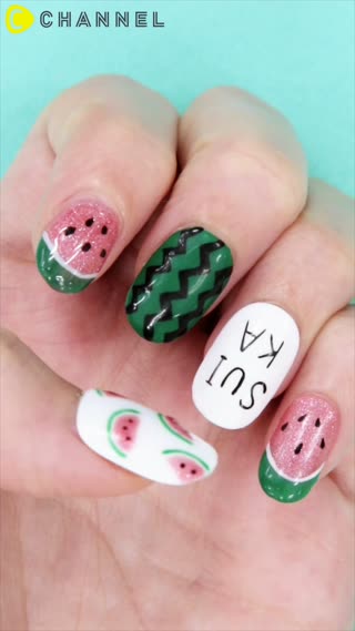 เล็บแตงโมหวานฉ่ำ อัพเกรดความคิ้วท์! 