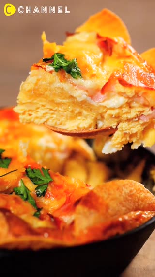 มันฝรั่งกรอบ อบไข่และชีส