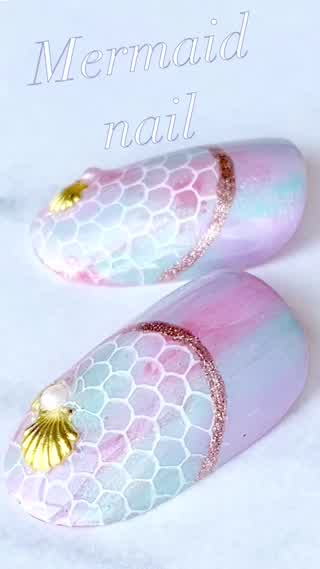 虜になる可愛さ！100均ネイルでマーメイドネイル！見て真似するだけでできちゃう！