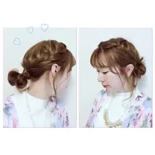 編み込みとおだんごの、ゆるまとめヘアアレンジ！howto